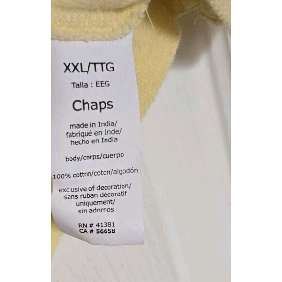 Chaps Mens Golf Polo Shirt Top Size XXL 2X 2XL Pastel Yellow Blue Stripes Spring - Picture 9 of 12